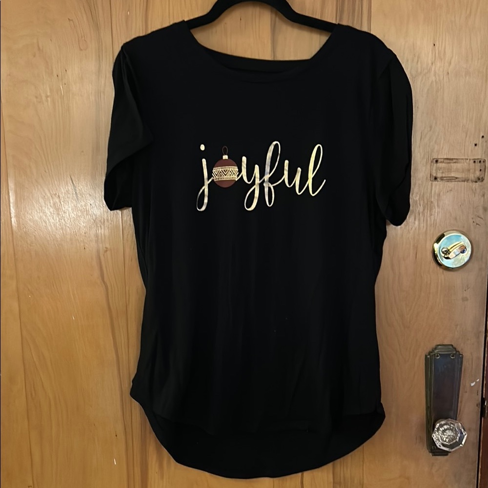 Apt. 9 Black and Gold Christmas Short Sleeve Tee